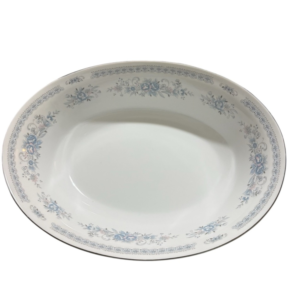 VTG Christine Fine Porcelain China Oval Serving Bowl 10” Floral Japan